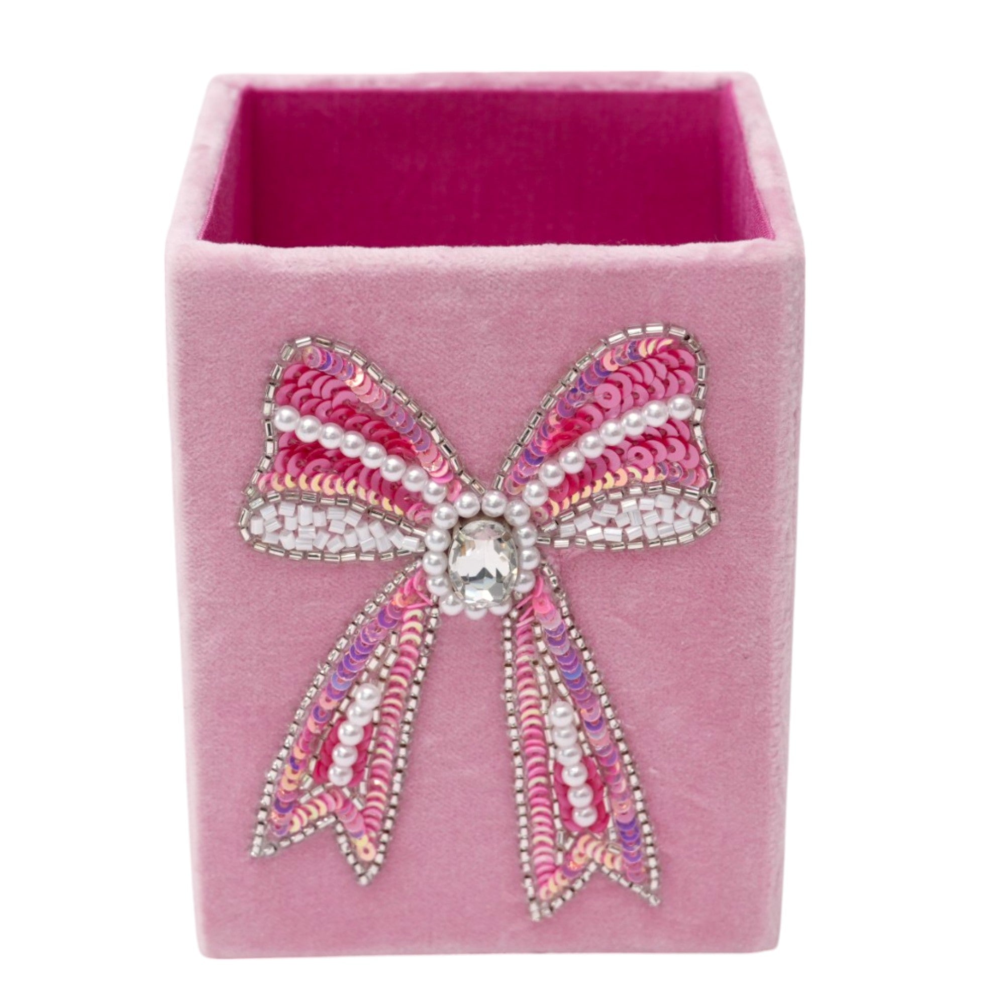 Bow Design Beaded Embroidered Pen Stand